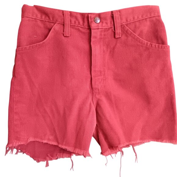 26W Vintage Boys Cutoff Shorts 1970's Rusty Red Hippy Play Summr Fun - Picture 1 of 5